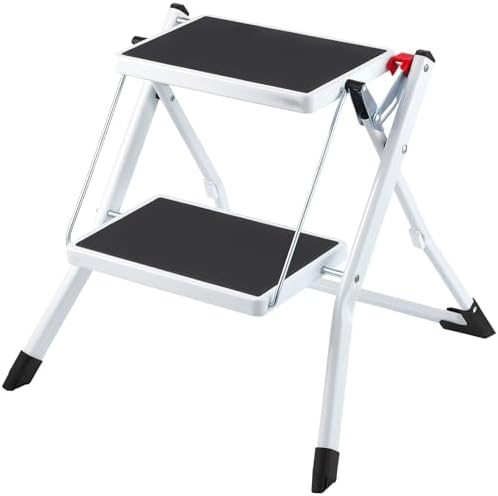 VEVOR Step Ladder 2-Step 330lbs Capacity, Ergonomic Folding Steel Step Stool by VEVOR