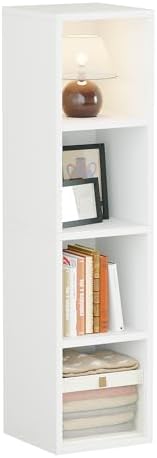 Zenira 4-Tier Bookcase, 4 Cube Storage Organizer, Narrow Bookcase by ZENIRA