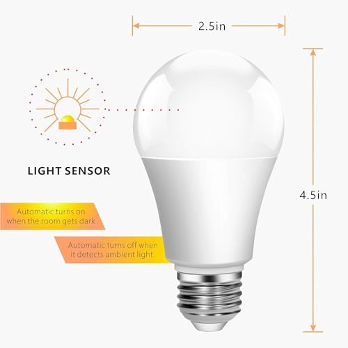 Outdoor Sensor Light Bulbs, E26 Dusk to Dawn Automatic Sensor - Image 5