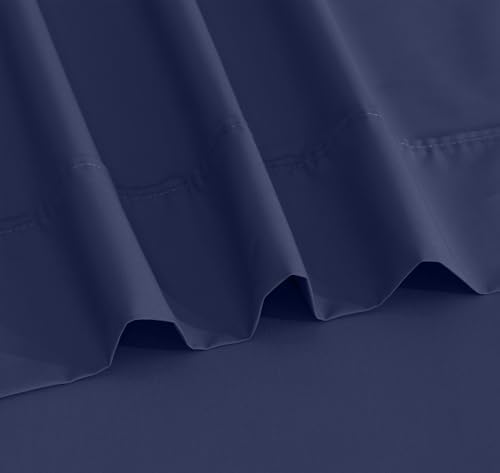 RUVANTI 100% Cotton Twin Sheets, Percale Weave Twin Sheet Set, Crown Blue - Image 6