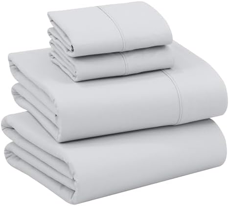 RUVANTI 100% Cotton Percale King Sheets, King Size Sheets Set, Quiet Gray by Ruvanti