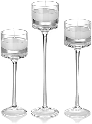 yummi Set of 18 Floating Candles and Monet Stem Holders - White