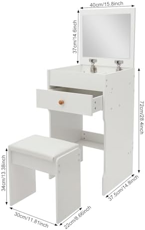 Compact 3 in 1 Makeup Vanity Table, Small Space Saving Vanity Desk - Image 4