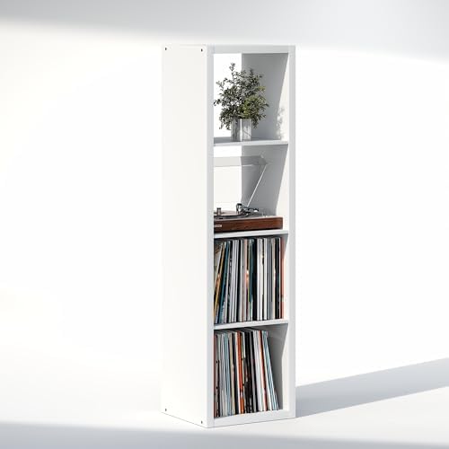 Furinno Cubicle Record Player Stand, 4-Cube Vinyl Record Storage - Image 4