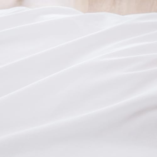 BESTOUCH Cotton Solid Duvet Cover Set Bright White Oversized Full - Image 6