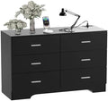 FJTJBSI Dresser with Power Outlets Wooden 6 Drawer Dresser with USB and Type C by FJTJBSI