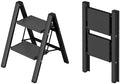 Taranta 2 Step Stool Foldable, Aluminum Step Ladder-BlackWoodgrain by TARANTA