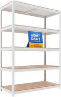 HOMEDANT White 48.1" Deep 5 Tier Storage Shelves Garage Shelving Unit by TheBestOrganizingSolution