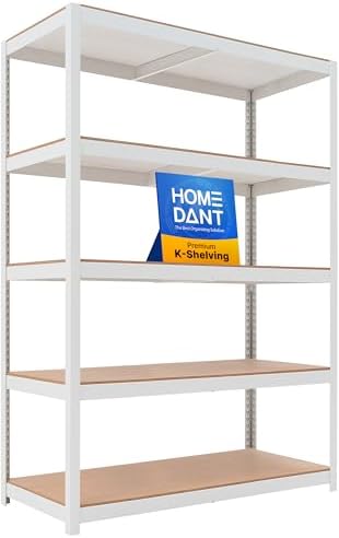 HOMEDANT White 48.1" Deep 5 Tier Storage Shelves Garage Shelving Unit by TheBestOrganizingSolution