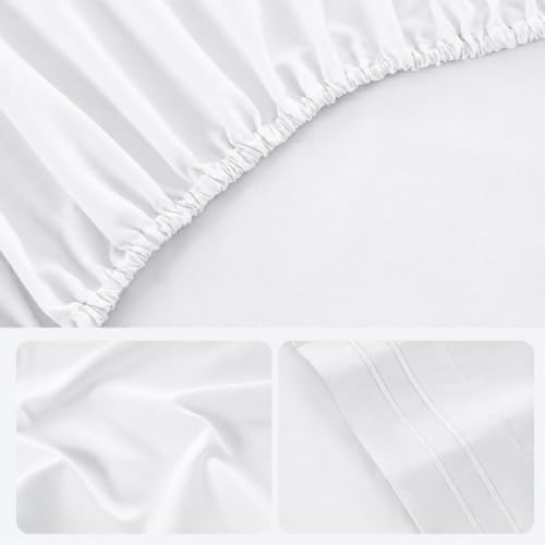 ROSE&RISY Off White Twin Sheet Set, Pre-Washed Brushed Cotton-Like Microfiber - Image 7