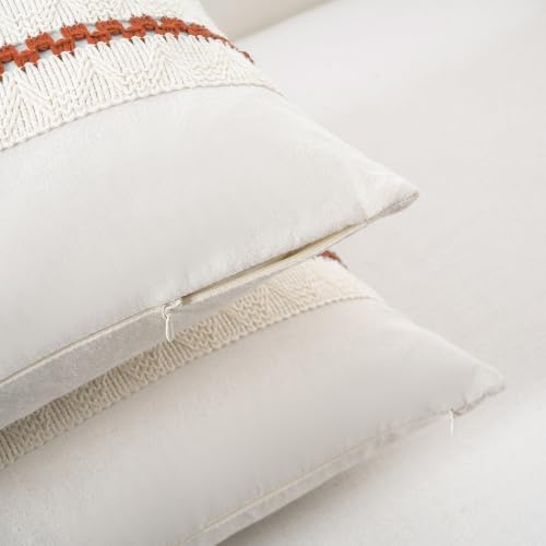 Fancy Homi Set of 1 Boho Burnt Orange Big Decorative Throw Pillow Cover 24x24 - Image 3