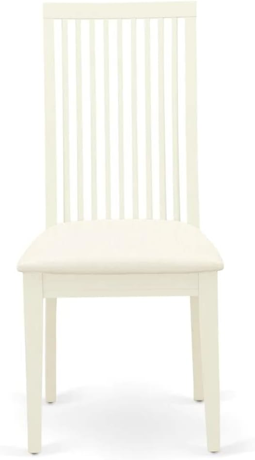 East West Furniture AMIP3-LWH-C 3 Piece Dining Set Contains a Round Dining Room Table with Pedestal and 2 Linen Fabric Upholstered Chairs, 36x36 Inch, Linen White