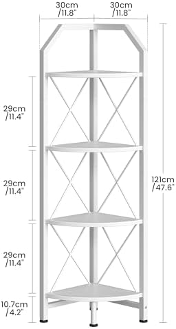 4-Tier Corner Shelf, Industrial Corner Bookshelf, 47.6" Corner Storage Stand - Image 2