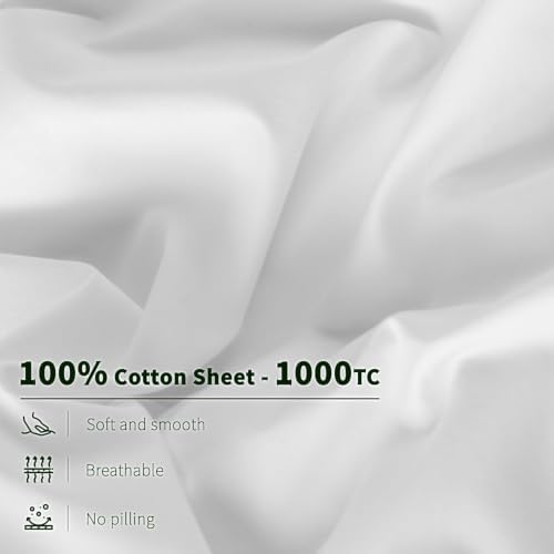 100% Egyptian Cotton Sheet Set 4 Piece, Luxury 1000 Thread Count - Image 4