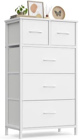 SONGMICS Tall Dresser for Bedroom, 5 Fabric Drawers by VASAGLEbySONGMICSHOME