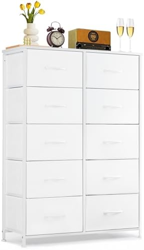 10-Drawer Dresser for Bedroom, Anti-Tip Tall Storage Organizer by SageNest