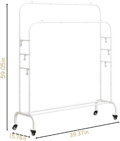 SUOERNUO Clothes Rack with Lockable Wheels Double Rods Metal Garment Racks - Image 5