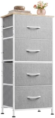 WLIVE Small Dresser Nightstand for Bedroom, 4 Drawers, Light Grey by WLIVE