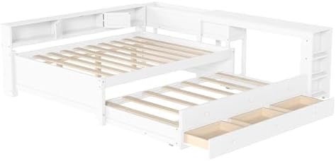 Full Corner Bed Frame with Desk, Storage Drawers and Trundle - Image 5