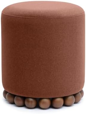 TOV Furniture Dex Small Round Ottoman Footstool, Vegan Mohair - Image 3