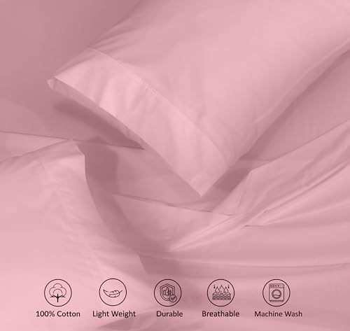 RUVANTI 100% Cotton Percale King Sheets, King Size Sheets Set, Bridal Rose - Image 4