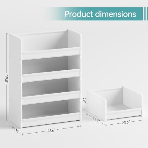 Closet Organizer and Storage, 4 Tier Stackable Storage Organizer, Wooden & - Image 3