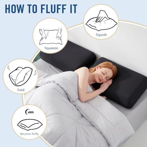 Standard Size Memory Foam Pillows 2 Pack Black, Support - Image 6