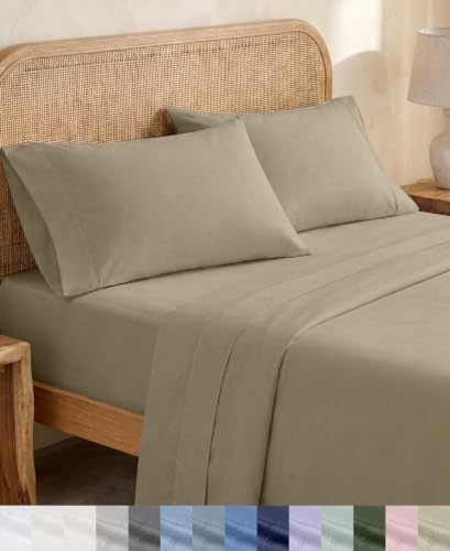 California Design Den 100% Organic Cotton Queen Bedsheets, Soft Taupe by CaliforniaDesignDen