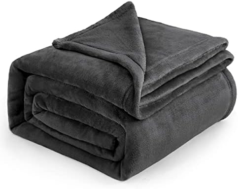Bedsure GentleSoft Fleece Blankets King Size Dark Grey by BEDSURE