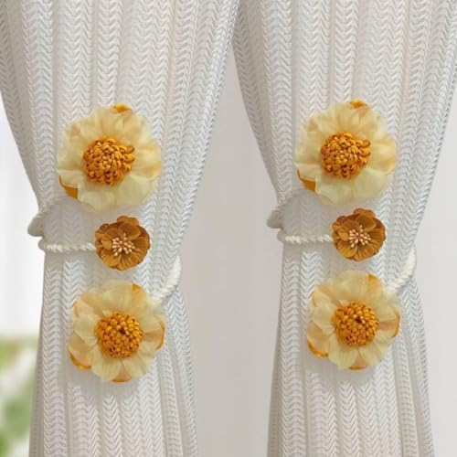 2 Packs Flower Curtain Buckle, Handmade Artificial Flower Curtain Holdbacks - Image 5