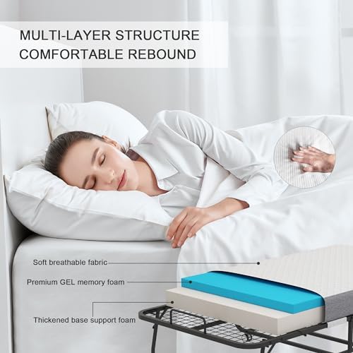 Folding Bed with 5" Memory Mattress, Roll Away Foldable Beds on Wheels - Image 4