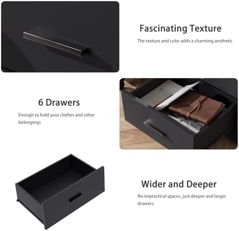 Black Dresser for Bedroom, 6 Drawer Dressers & Chests of Drawers - Image 5