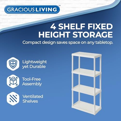 Gracious Living 4 Shelf Fixed Height Light Duty Storage Unit, 4 Pack - Image 4