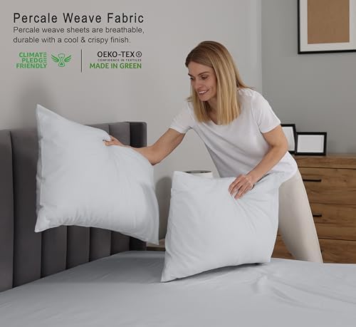RUVANTI 100% Cotton Twin XL Sheets, Percale Weave Twin XL Set, Quiet Gray - Image 3