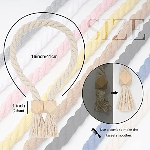 NICEEC 6 Pack Wooden Polyhedron Magnetic Curtain Tiebacks Boho Home Decor Drape - Image 4