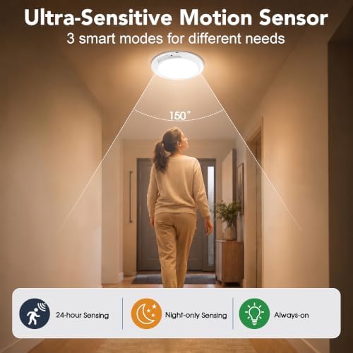 Rechargeable Motion Sensor Ceiling Light, Wireless LED Battery Operated Ceiling - Image 2