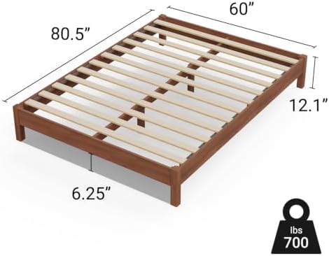 Queen Bed Frame Signature Solid Pine Wood Platform, Noise Free, Under Bed - Image 2