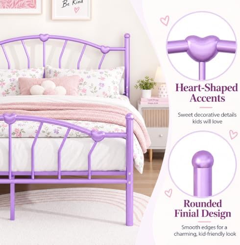 IMMERSTABLE Full Metal Bed Frame, Heart-Shaped Platform Bed - Image 3
