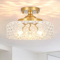 Gold Semi Flush Mount Ceiling Light, 3-Light Ceiling Light by Daunton