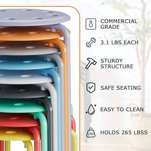 VECELO 6-Piece Stacking Stools for Classroom - Image 5