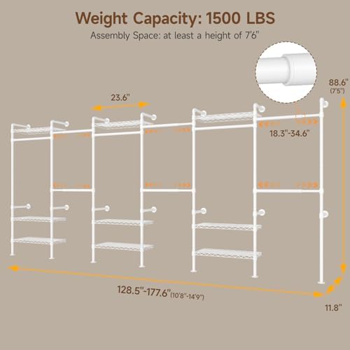 H6 Wall Mounted Closet System, Industrial Pipe Clothes Rack - Image 2