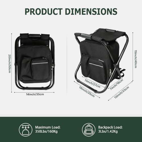 Folding Stool Backpack Cooler, Camping Fishing Chair - Image 3