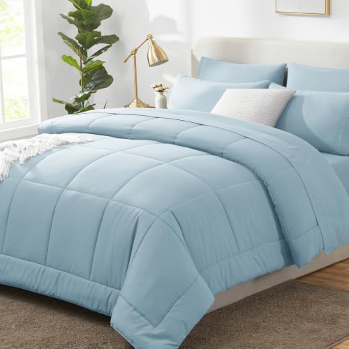 CozyLux Queen Comforter Set Light Blue by CozyLux