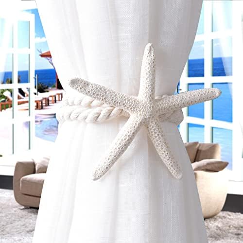 2 Pcs Natural Starfish Curtain Tiebacks, Handmade Woven Rope Curtain Curtain - Image 4