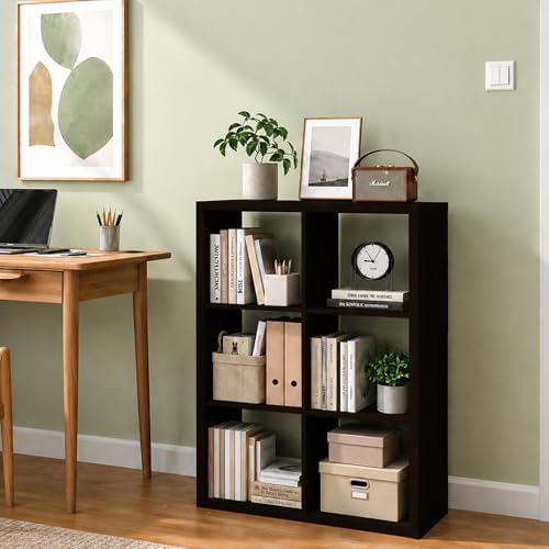 6 Cube Storage Organizer Shelf, Chocolate Color 13in - Image 5