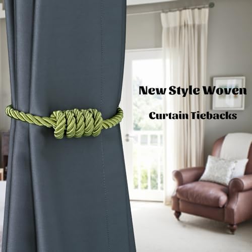 BEL AVENIR Magnetic Curtain Tiebacks 6 Pack Hand-Woven Curtain Ties - Image 6