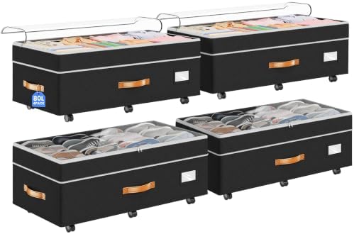 Budding Joy 80L 4 Pack Adjustable Under Bed Storage by BuddingJoy-BuildaJoyfulLifeforYou
