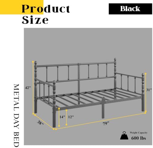 12 Inch Twin Metal Daybed Frame - Image 2