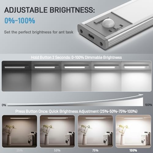 4Pack Aluminum Under Cabinet Lighting, 10inch Rechargeable Ultra-Thin Magnetic - Image 4