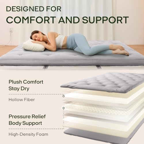 ZonLi Japanese Floor Futon Mattress 100% Cotton Washable Cover Foldable - Image 4